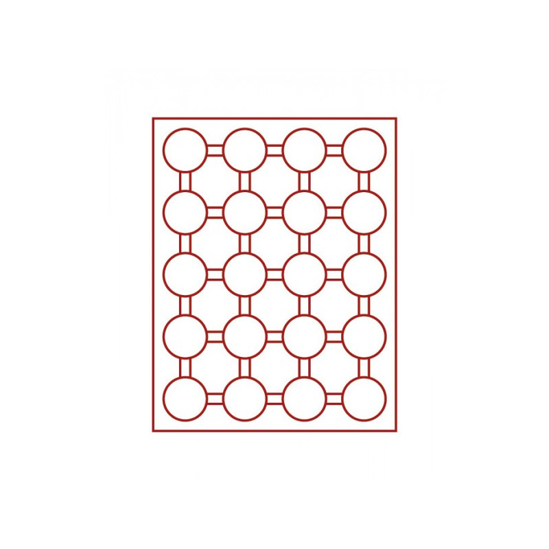 Box monnaies FUMÉ à  20 alvéoles ronds pour capsules Ø ext. 44 mm