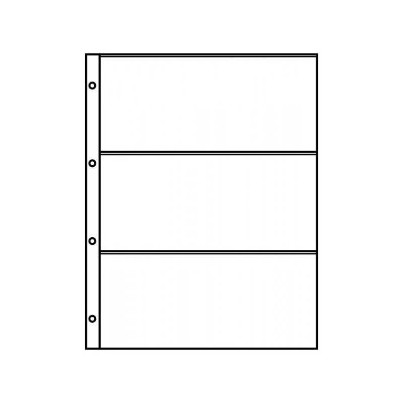Feuilles de classement  A4 noires, à  3 poches (220 x 97 mm), paquet de 10