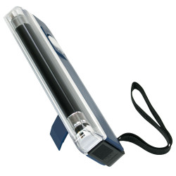Lampe-UV portative (ondes longues) avec support de maintien rabattable et fonction lampe de poche
