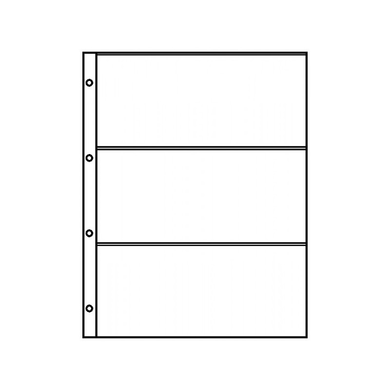 Feuilles de classement A4 transparentes à  3 poches (220 x 97 mm), paquet de 10