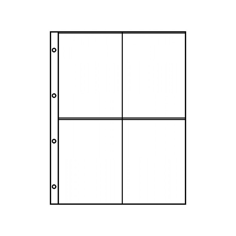 Feuilles de classement A4 transparentes à  4 poches (109 x 150 mm), paquet de 10