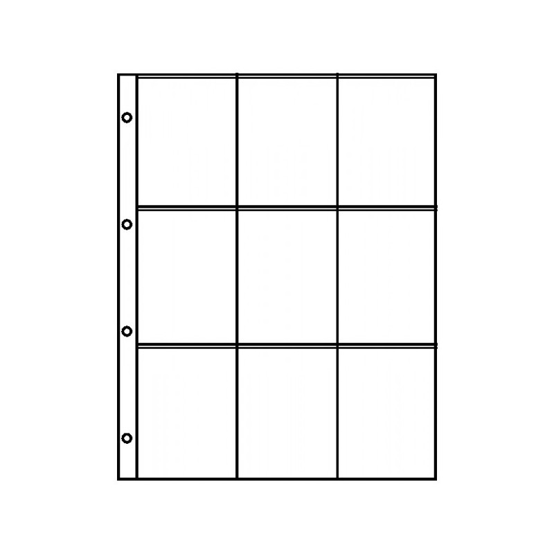 Feuilles de classement A4 à  9 poches (72 x 100 mm), paquet de 10