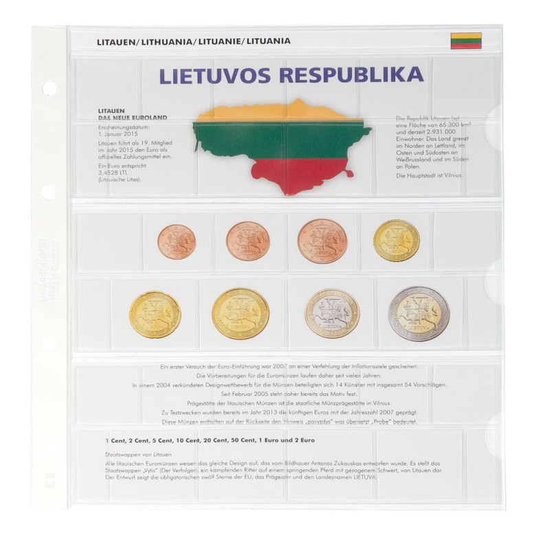 Feuille pré-imprimée karat pour séries EURO courantes-NOUVEAUX PAYS EURO: Lituanie