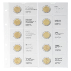 Feuille numismatique pré-imprimée karat pour 2 EURO commémoratives - chronologique : Grèce 2014 - Allemagne 2015