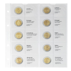 Feuille numismatique pré-imprimée karat pour 2 EURO commémoratives - chronologique :Lituanie-Mai 2016 à  France-Septembre 201