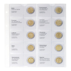 Feuille numismatique pré-imprimée karat pour 2 EURO commémoratives - chronologique : Malte-Octobre 2016 à  Espagne-Février 20