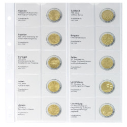 Feuille numismatique pré-imprimée karat pour 2 EURO commémoratives - chronologique : Espagne 2022 - Luxembourg 2022