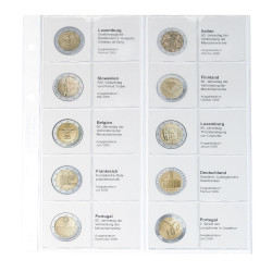 Feuille numismatique pré-imprimée karat 2 Euro commémoratives chronologique: Luxembourg 2008 à  Portugal 2009