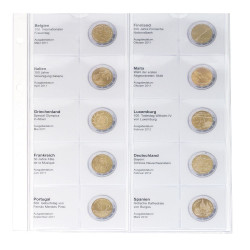 Feuille numismatique pré-imprimée karat 2 Euro commémoratives chronologique: Belgique 2011 - Espagne 2012