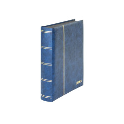Classeur ELEGANT bleu pour timbres, à  60 pages noires, avec boitier de protection