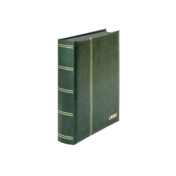 Classeur ELEGANT vert pour timbres, à  60 pages noires, avec boitier de protection