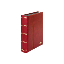 Classeur ELEGANT rouge pour timbres, à  60 pages noires, avec boitier de protection