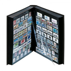 Classeur ELEGANT cuir pour timbres avec 60 pages noires, 230 x 305 x 45 mm, noir