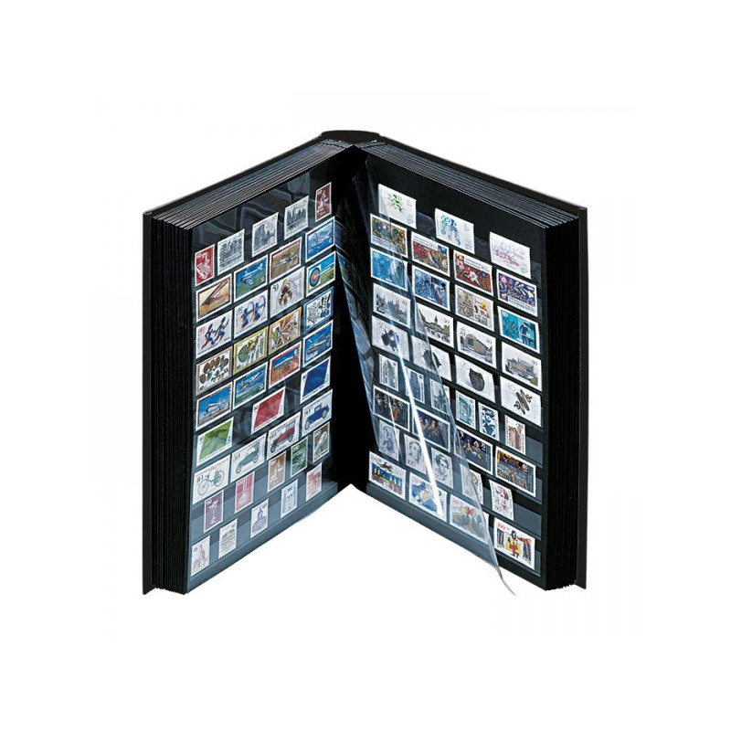 Classeur ELEGANT cuir pour timbres avec 60 pages noires, 230 x 305 x 45 mm, noir