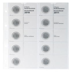 Feuille pré-imprimée karat 2 Euro commémoratives "ÉTATS ALLEMANDS": 2010/2011, Bremen/Nordrhein-Westfalen