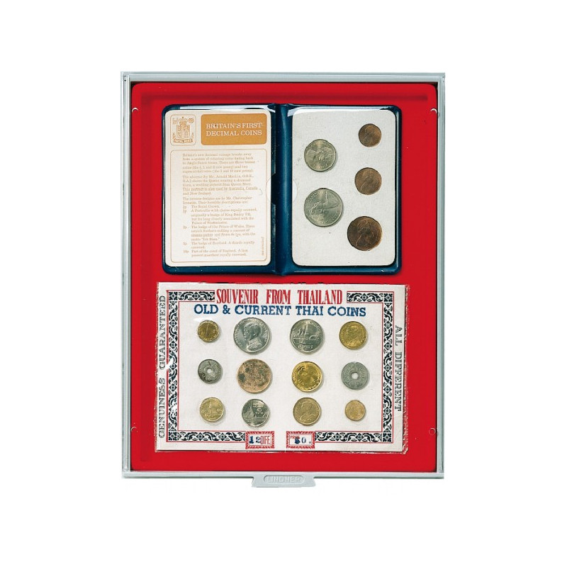 Plateau velours rouge vif à  1 compartiment sans alvéoles