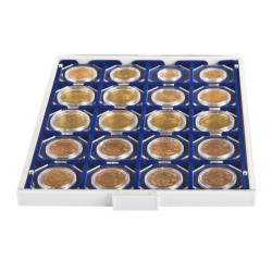 Box monnaies MARINE à   20 alvéoles carrés pour étuis numismatiques 50x50 mm/capsules CARRÉE/OCTO