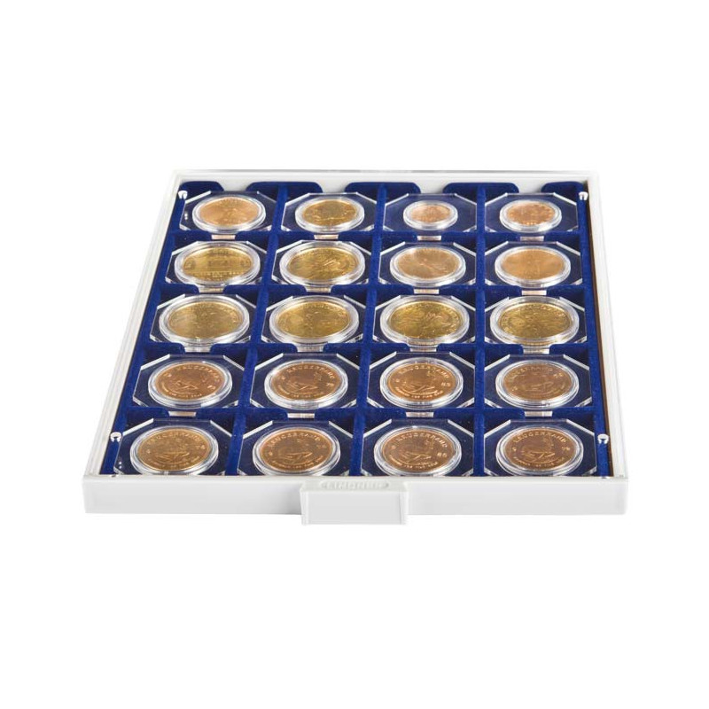 Box monnaies MARINE à   20 alvéoles carrés pour étuis numismatiques 50x50 mm/capsules CARRÉE/OCTO