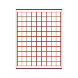 Plateau velours rouge vif à  99 alvéoles carrés pour monnaies/capsules jusqu'à  Ø ext. 19 mm