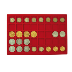 Plateau pour 40 monnaies jusqu'à  34 mm Ø, rouge