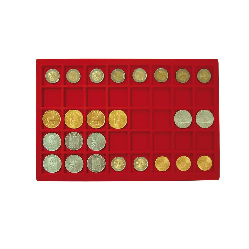 Plateau pour 40 monnaies jusqu'à  34 mm Ø, rouge