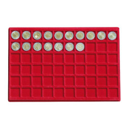 Plateau pour 60 monnaies jusqu'à  27 mm Ø, rouge