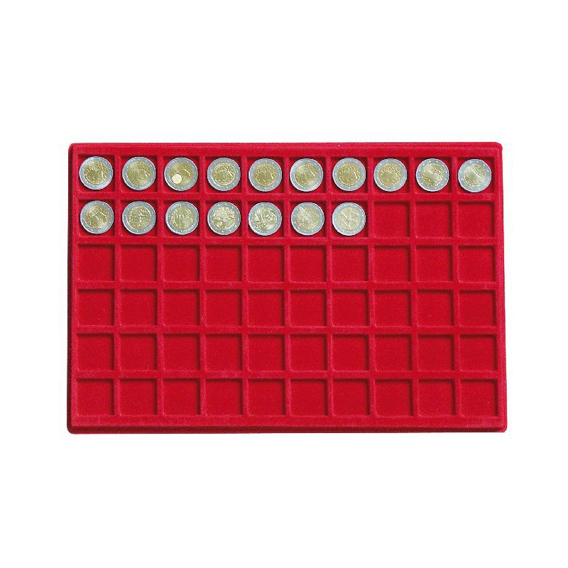 Plateau pour 60 monnaies jusqu'à  27 mm Ø, rouge