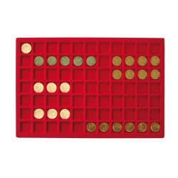 Plateau pour 77 monnaies jusqu'à  24 mm Ø, rouge