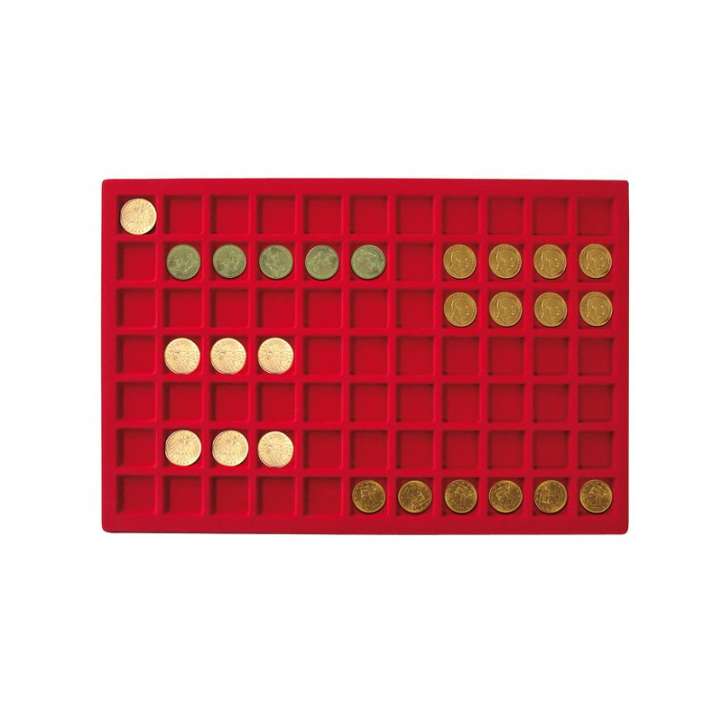 Plateau pour 77 monnaies jusqu'à  24 mm Ø, rouge