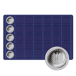 Plateau pour 35 monnaies jusqu'à  39 mm Ø, bleu foncé