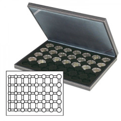 Coffret numismatique NERA M avec plateau noir pour 5 séries de pièces Euro courantes sous capsules LINDNER