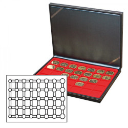 Coffret numismatique NERA M avec plateau rouge vif pour 5 séries de pièces Euro courantes sous capsules LINDNER