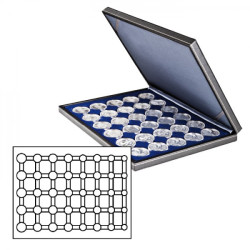 Coffret numismatique NERA M avec plateau bleu foncé pour 5 séries de pièces Euro courantes sous capsules LINDNER