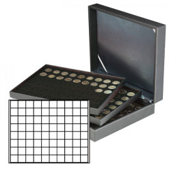 Coffret numismatique NERA XL avec 3 plateaux noir pour 240 monnaies/capsules jusqu'à   Ø 24 mm