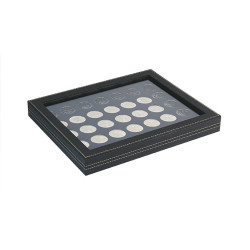 Coffret numismatique NERA M PLUS avec plateau noir à  35 alvéoles ronds pour monnaies Ø 32,5 mm, par ex. pour 20 Euro-10 Euro