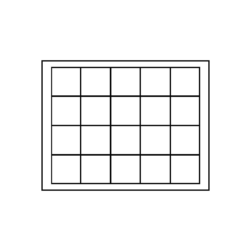 Coffret numismatique NERA M PLUS avec plateau noir à  20 alvéoles carrés pour monnaies/capsules jusqu'à  Ø 47 mm