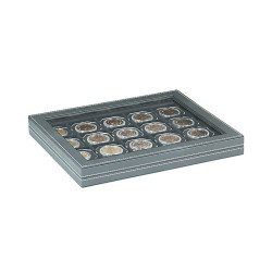 Coffret numismatique NERA M PLUS avec plateau noir pour étuis numismatiques 50x50 mm/capsules CARRÉE/capsules OCTO