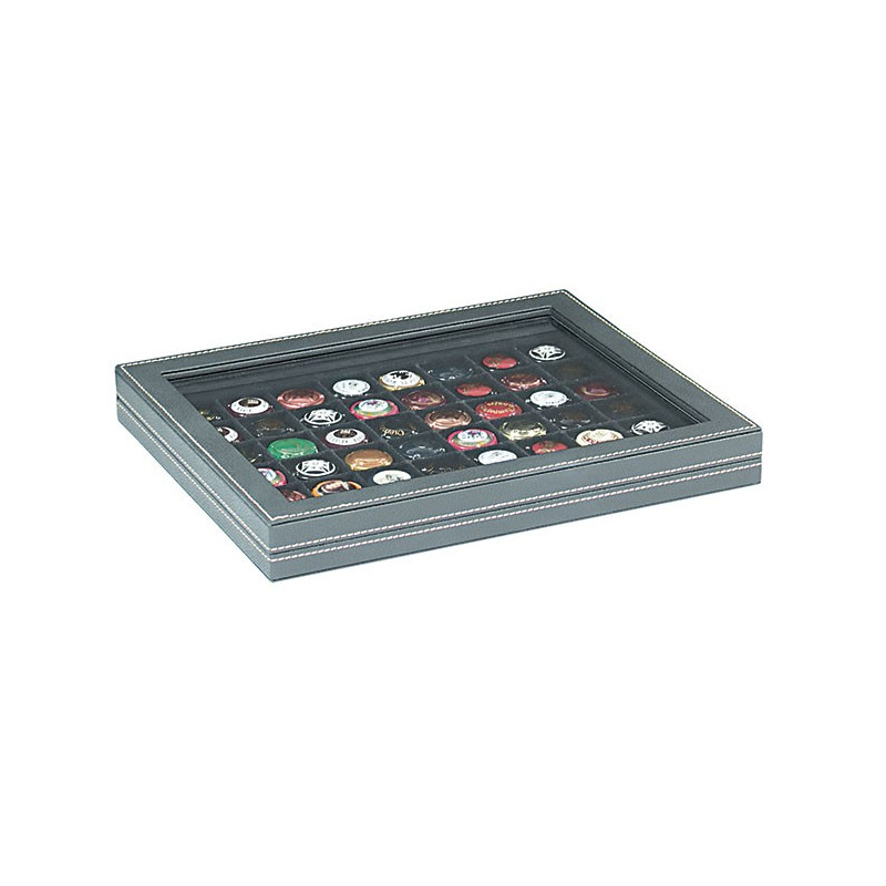 Coffret numismatique NERA M PLUS avec plateau noir à  48 alvéoles carrés pour monnaies/capsules jusqu'à   Ø 30 mm