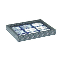 Coffret numismatique NERA M PLUS avec plateau bleu foncé pour  9 capsules-US (Slabs) jusqu'au format 63x85 mm