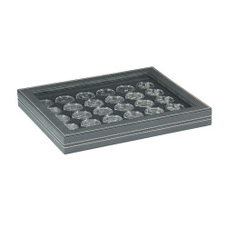 Coffret numismatique NERA M PLUS avec plateau noir à  30 alvéoles ronds pour capsules Ø ext. 37,5 mm, par ex. pour monnaies 1