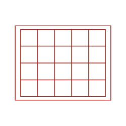 Coffret numismatique NERA M PLUS avec plateau rouge foncé à  20 alvéoles carrés pour monnaies/capsules jusqu'à  Ø 47 mm