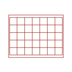 Coffret numismatique NERA M PLUS avec plateau rouge foncé à  35 alvéoles carrés pour monnaies/capsules jusqu'à   Ø 36 mm