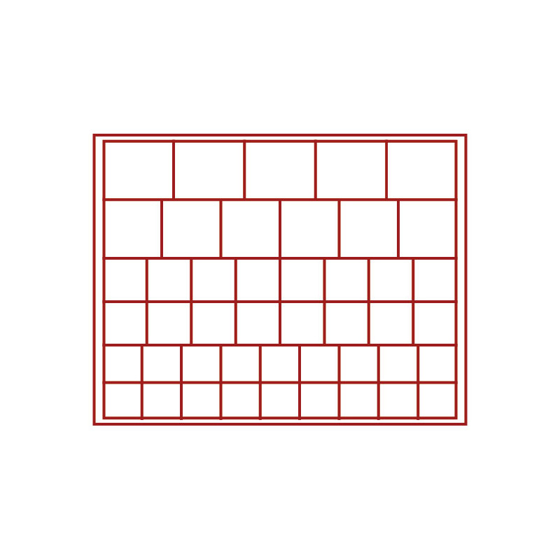 Coffret numismatique NERA M PLUS avec plateau rouge foncé à  45 alvéoles carrés pour monnaies/capsules jusqu'à   Ø 24, 28, 39