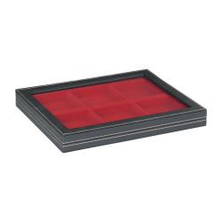 Coffret de collection NERA M avec fenàªtre transparente et plateau rouge vif à  6 compartiments carrés