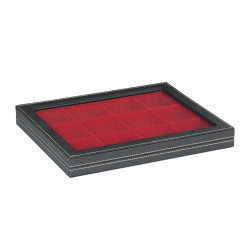 Coffret de collection NERA M avec fenàªtre transparente et plateau rouge vif à  12 compartiments carrés