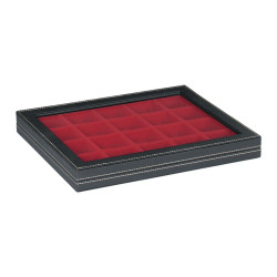 Coffret de collection NERA M avec fenàªtre transparente et plateau rouge vif à  20 compartiments carrés