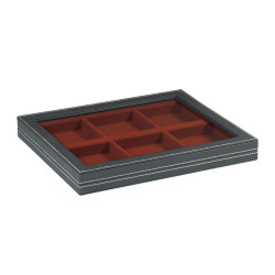 Coffret de collection NERA M avec fenàªtre transparente et plateau rouge foncé à  6 compartiments carrés
