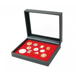 Coffret de collection NERA VARIUS PLUS avec plateau en mousse synthétique rouge vif, pour Pins, décorations, médailles - avec