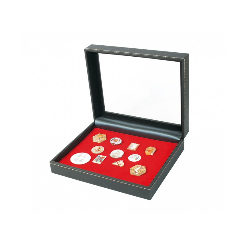Coffret de collection NERA VARIUS PLUS avec plateau en mousse synthétique rouge vif, pour Pins, décorations, médailles - avec