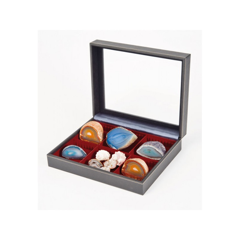 Coffret de collection NERA VARIUS PLUS avec plateau rouge foncé à  2 compartiments flexibles, avec fenàªtre